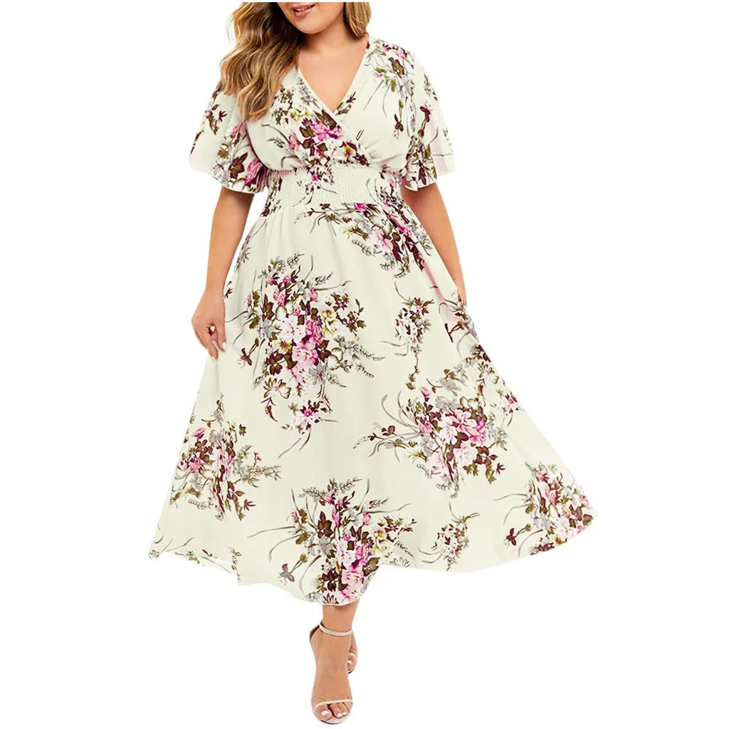 Vestido Plus Size Floral Feminino