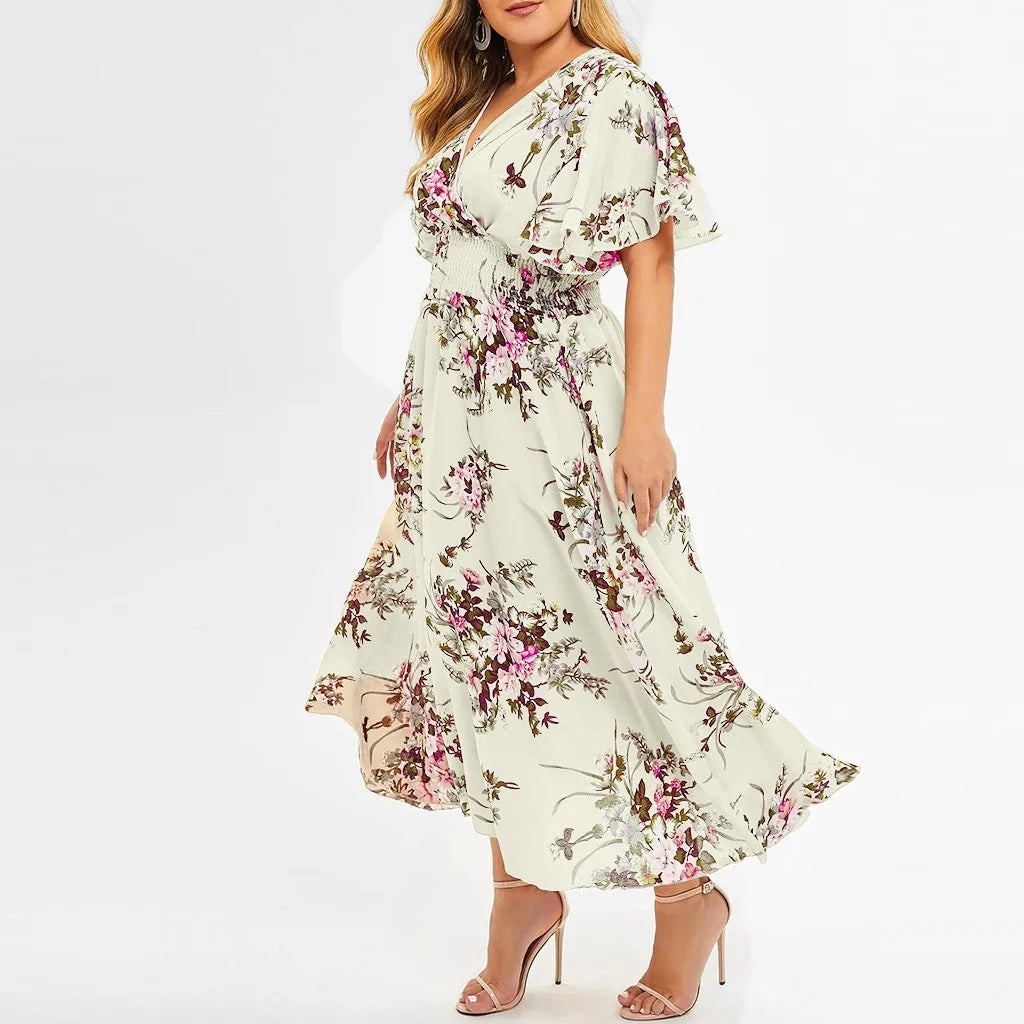 Vestido Plus Size Floral Feminino