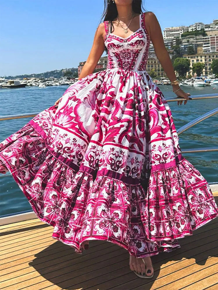 Vestido Longo de Verão Estampado Laila